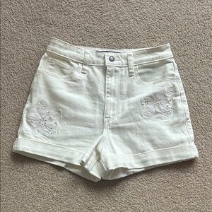 Hollister Women's White Embroidered Jean Shorts